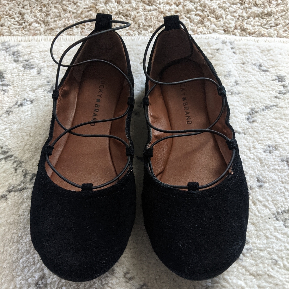 Lucky Brand Criss Cross Suede Flats 8.5